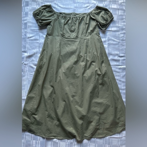 ASOS Maternity Green Off Shoulder Puff Sleeve Full Length Maxi Dress - Picture 12 of 13